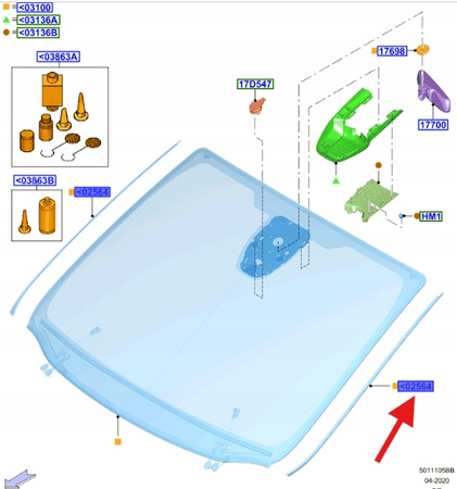 LISTWA SZYBY LEWY PRZÓD FORD GALAXY 2015- OE 2012592 _ EM2B-U03179-AD