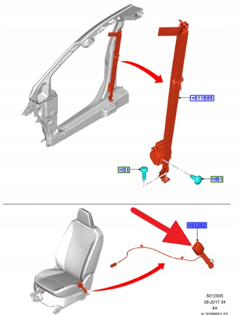 KLAMRA PASA BEZPIECZ PRZÓD L P TRANSIT COURIER 14- 2014279 _ ET76-A61208-AF