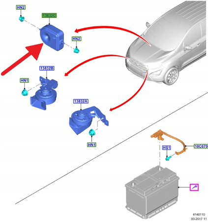 KLAKSON FORD ECOSPORT MUSTANG RANGER TRANSIT OE 2545370 _ DS7T-19G229-BB