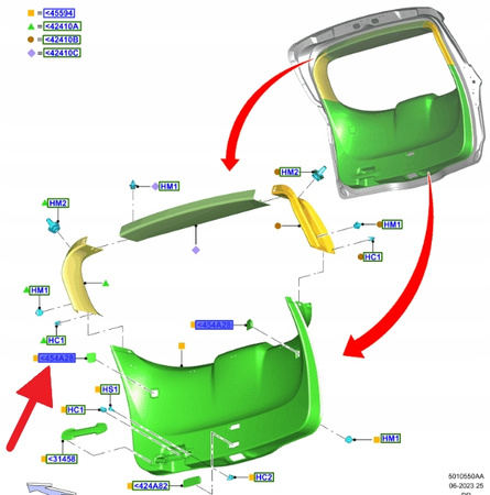 ZAŚLEPKA LAMPY LEWY TYŁ FORD S-MAX 2015- OE 1923622 _ EM2B-R454A29-AD3ZHE