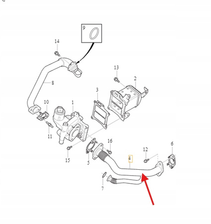 RURA PRZEWÓD EGR 2.0 D4 VOLVO S90 V90 17- XC90 2016- XC60 OE 32360500