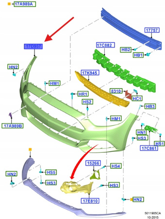 ZDERZAK PRZÓD FORD MUSTANG 2015- OE 5328371 _ FR3B-17C831-ADPRAA