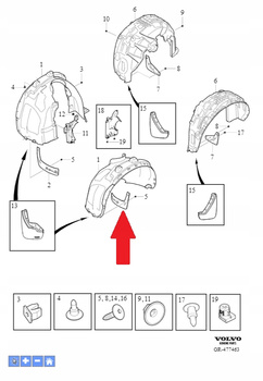 Volvo XC40 chlapacz przód prawy OE 32226807