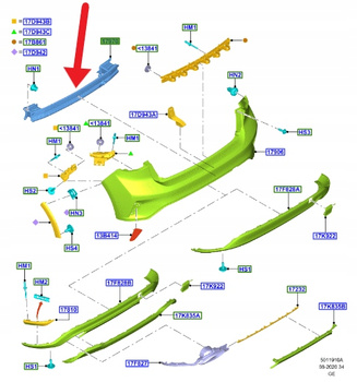 BELKA ZDERZAKA TYŁ FORD FOCUS HATCHBACK 2018- OE 2195592 _ JX61-A41400-AB