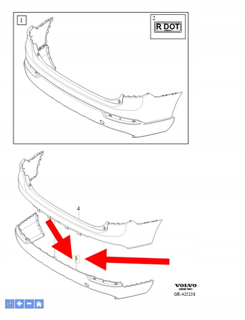 DOKŁADKA SPOILER ZDERZAKA TYŁ VOLVO XC90 2016-2019 OEM/OE 39833032