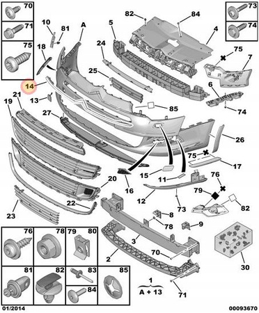 LISTWA ZDERZAKA PRZEDNIEGO CHROM EMBLEMAT CITROEN C5 X7 OE 7452SF