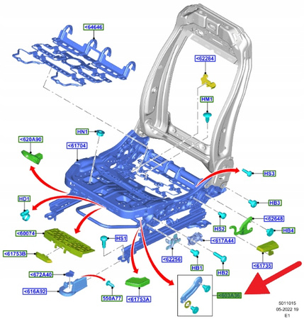 WSPORNIK FOTELA PRZÓD PUMA FIESTA FOCUS 2021- OE 2283866 _ H1BB-600C98-AA