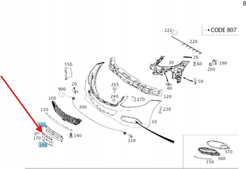 PODKŁADKA UCHWYT TABLICY REJESTRACYJNEJ PRZÓD MERCEDES S W222 A2228850081