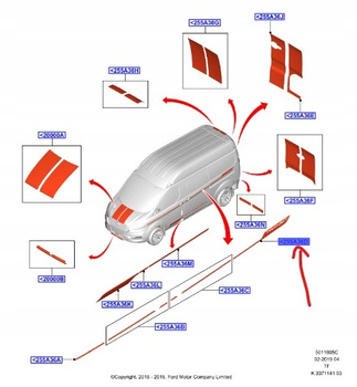 NAKLEJKA NA BŁOTNIK LEWY TYŁ FORD TOURNEO CUSTOM 2311378 _ JK2J-291C53-HC