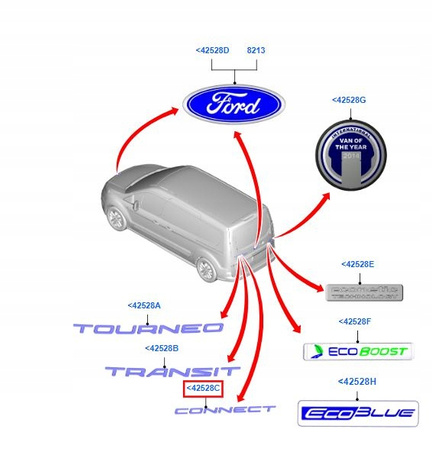 EMBLEMAT TYŁ FORD TRANSIT TOURNEO CONNECT 2013- _ 1877402 _ DT11-42550-AC