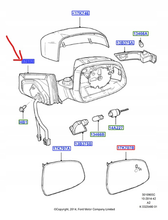 LUSTERKO ZEWNĘTRZNE PRAWE FORD MONDEO Mk4 2010-14_1777010_BS71-17682-VC