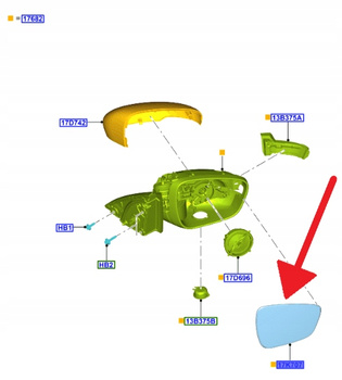 SZKŁO LUSTERKA BLIS PRAWE FORD KUGA ESCAPE 2020- 2461485 _ LV4B-17K707-BB