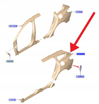BŁOTNIK LEWY TYŁ FORD FOCUS KOMBI 2018- OE 2206875 _ JX7B-N278A93-AA