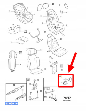 UCHWYT ISOFIX FOTELIKA VOLVO XC90 XC70 XC60 XC40 S90 V90 OEM/OE 31414545