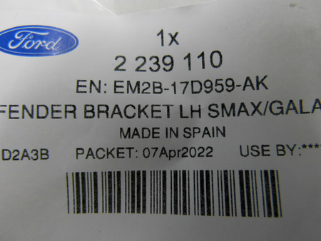 ŚLIZG ZDERZAKA LEWY PRZÓD FORD S-MAX GALAXY 2015-_2239110_EM2B-17D959-AK