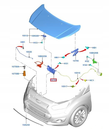 ZAMEK MASKI FORD TOURNEO CUSTOM 2013-