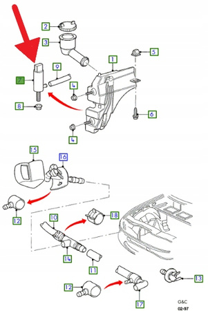 POMPKA SPRYSKIWACZA REFLEKTORÓW PRZÓD FORD FORD 6729803 _ 93BB-13K082-AB