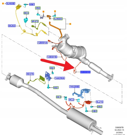 CZUJNIK TEMP SPALIN 2.0 ECOBLUE FORD TRANSIT 2016- 2006036 _ GK31-12B591-CA