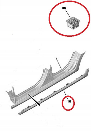 Klipy mocowanie listwy progowej Citroen C3 2016- OE 1641882980
