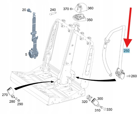 PAS BEZPIECZEŃSTWA ŚRODKOWY TYŁ MERCEDES VITO W447 OE A4478601485659C94