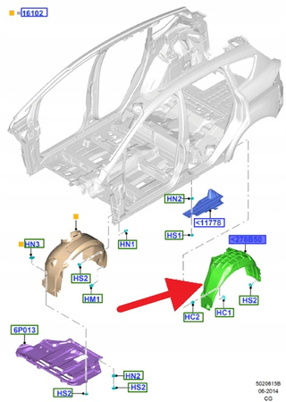 NADKOLE LEWY TYŁ FORD C-MAX 2010- OE 2215305 _ AM51-R278B51-AG