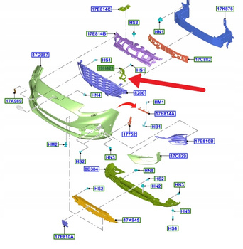 WSPORNIK ZDERZAKA PRZÓD FORD KUGA 2020- 2024 2530467 _ LV4B-19H455-CA