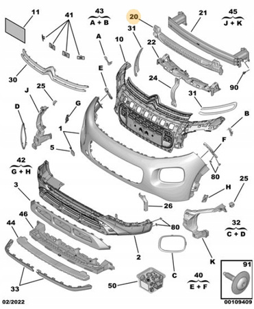 CITROEN C3 AIRCROSS ABSORBER ZDERZAKA PRZÓD YQ00063880