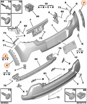 NAKŁADKA LISTWA PRAWA LEWA ZDERZAKA TYŁ CITROEN C3 B618 OE 1618030180