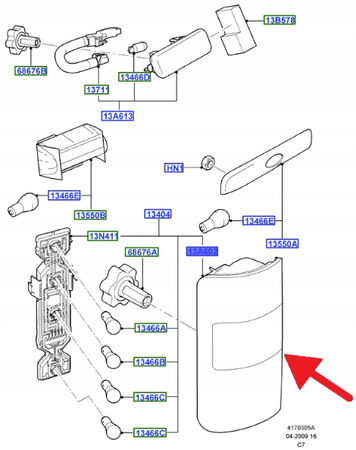 ŚWIATŁO LEWE TYLNE FORD TRANSIT CONNECT 2002- 09 1369234 _ 2T14-13A603-AF