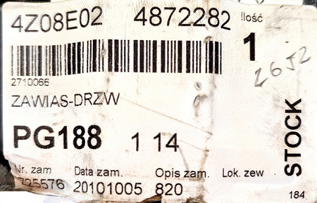 ZAWIAS DRZWI TYLNYCH LEWY DÓŁ FORD TRANSIT Mk5 Mk6 _ 4872282 _ YC15-V429A15-CK