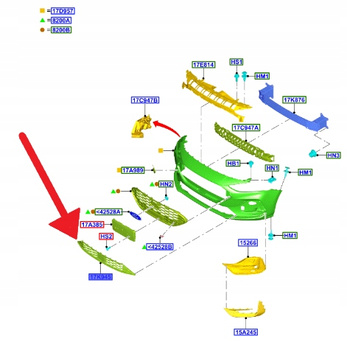 KRATKA DOLNA ZDERZAKA PRZÓD FORD FOCUS 2018- OE 2543370 _ JX7B-17K945-TD
