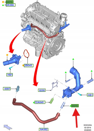 TERMOSTAT 2.0 2.3 EB FORD FOCUS MUSTANG KUGA OE 5249664 _ FR3E-8575-BA