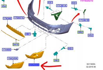 KRATKA HALOGENU RH FORD TRANSIT CUSTOM 1203-2017 _1812545_BK2J-15A245-AA