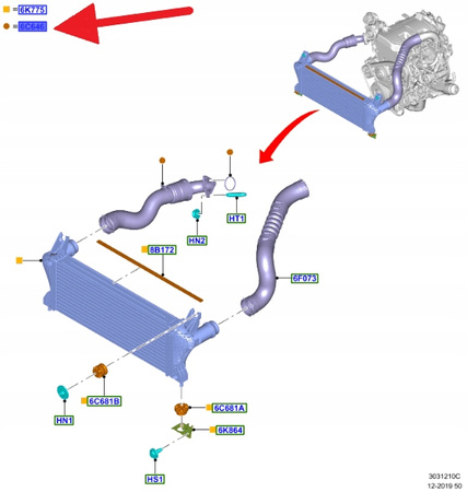 PRZEWÓD INTERCOOLERA 2.0 D FORD RANGER 2019- OE 2359116 _ JB3G-6C646-BD