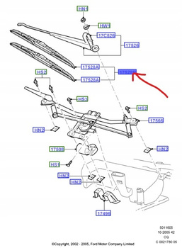 PIÓRA WYCIERACZEK PRZÓD FORD KA Mk1 475MM 425MM _ 2123564 _ GS5J-S17528-AA
