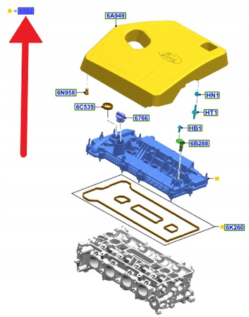 POKRYWA WAŁKA ROZRZĄDU 2.5L HYB CUSTOM KUGA 2020- 2722028 _ LX6E-6K271-CA