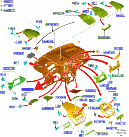 POKRYCIE KONSOLI PRZÓD FORD CONNECT 2013- 18 OE 1834962 _ DT11-V04291-AC3J
