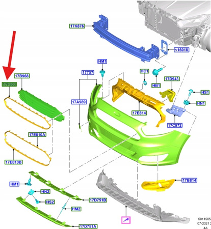 RAMKA KRATKI ZDERZAKA FORD TRANSIT COURIER 14- OE 1848612 _ ET76-17F816-AA
