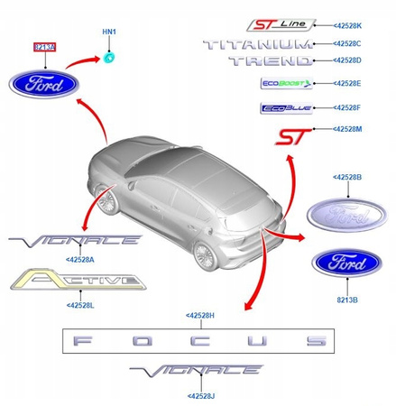 EMBLEMAT FORD FOCUS Mk4/C-MAX Mk2 2015- _ 5351110 _ C1BB-8B262-BA