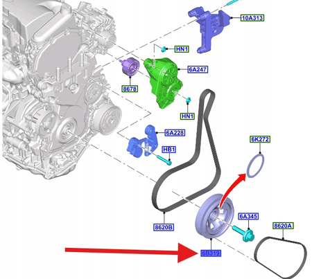 KOŁO PASOWE WAŁU KORBOWEGO ECOBLUE KUGA TRANSIT 20- 2789499 _ RK2Q-6316-AB