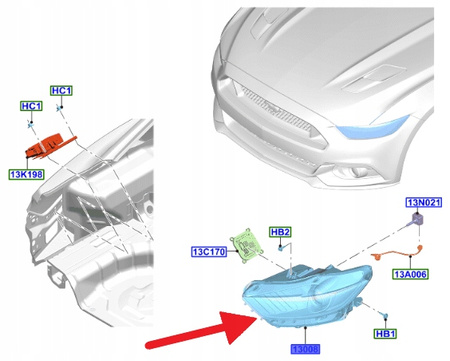 LAMPA XENON LEWY FORD MUSTANG Mk6 2015- 17 OE 5334499 _ FR3B-13035-CB\