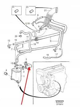 PRZEWÓD ODMY 2.0 2.3 2.4 B5 VOLVO S80 XC90 2003- XC70 S60 V70 OE 1271653