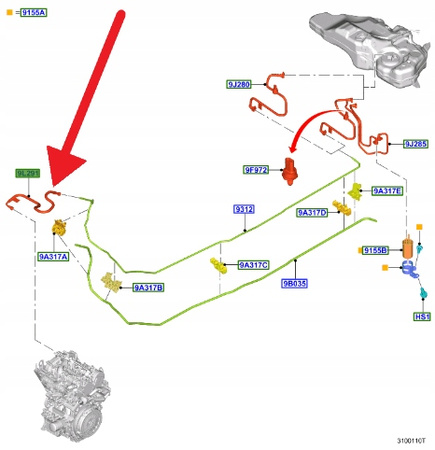 PRZEWÓD PALIWA 1.0 EB FORD FOCUS Mk4 2018- OE 2519446 _ JX61-9J270-FC