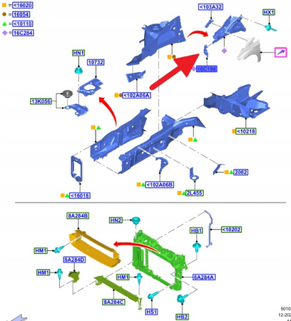 MOCOWANIE BŁOTNIKA LEWY PRZÓD FORD COURIER 2014- 2005432 _ ET76-A16C199-AC