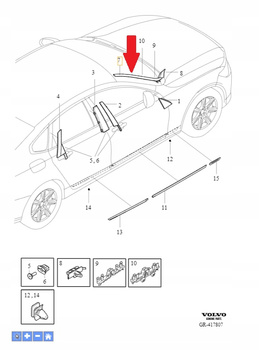 LEWA LISTWA PIONOWA SZYBY PRZÓD VOLVO S90 V90 2017- CC OE 31386574