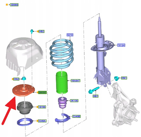 MOCOWANIE SPRĘŻYNY PRZÓD FORD S-MAX 2015- OE 1877563 _ E1GC-3K155-AXB