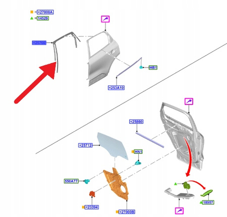 USZCZELKA SZYBY DRZWI PRAWY TYŁ FORD KUGA 2020- 2595826 _ LV4B-S25824-DD