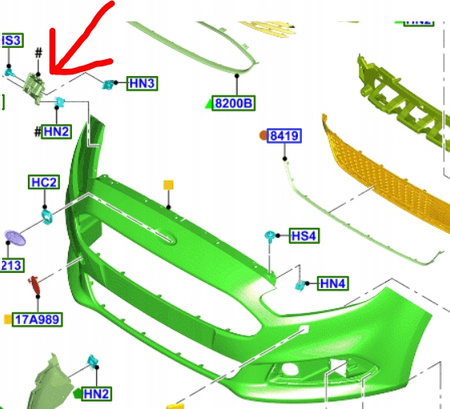 ŚLIZG ZDERZAKA LEWY PRZÓD FORD S-MAX GALAXY 2015-_2239110_EM2B-17D959-AK