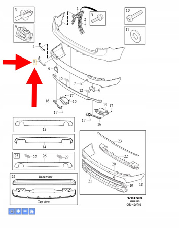 OZDOBNA LISTWA ZDERZAKA LEWY TYŁ VOLVO XC90 2016- OEM/OE 31383858