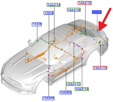 WIĄZKA CZUJNIKÓW PARKOWANIA PDC TYŁ MUSTANG 15- 17 5304335 _ FR3T-13412-DB